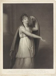 Johanna Cornelia Ziesenis-Wattier portréja Ziesenis b. Wattier, Epicharis karakterében (cím a tárgyon)