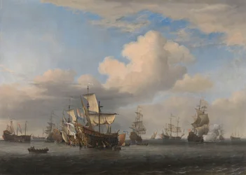 Elfogott angol hajókat a négynapos csata után Az elfogott „Swiftsure”, „Seven Oaks”, „Loyal George” és „Convertine” hajókat a négynapos csata után, 1666. június 11-14.: a második angol-holland háború epizódja behozzák a Goereese Gatba.