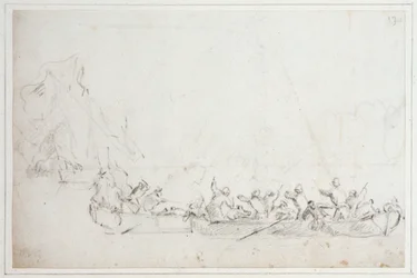 Holland vagy angol és barbár kalózok közötti csónakharc, 1675 körül (kréta)
