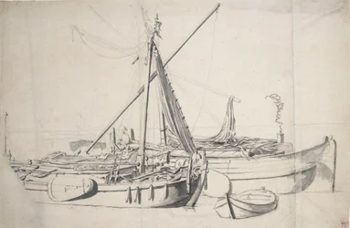 Tanulmány egy egymás mellett fekvő damlooperről és egy smalschipről, 1665 körül (grafit, szürke mosás)