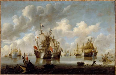 Harc az Északi-tengeren a 17. században Willem van de Velde le Jeune (1633-1707) festménye