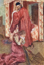 Shakespeare Rómeó és Júlia: felvonás, V. jelenet (színes litográfia)