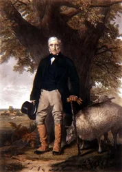 Samuel Wiley portréja díjbirkákkal, J. Andrews metszete