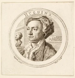 William Huggins portréja, kocsma. 1760 (metszet)