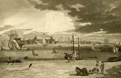 "Kilátás Liverpoolra, a kompról, Lancashire", 1808.