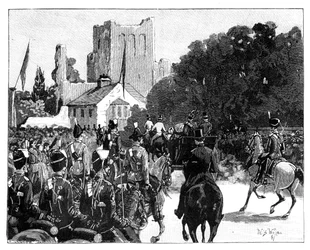 Viktória királynő érkezése a skóciai Kelsóba, 1887.