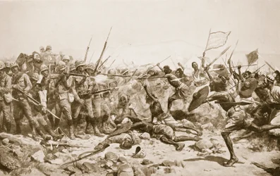 Az Abu Klea-i csata, 1885. január 17., illusztráció a „Hutchinsons History of the Nations” című könyvéből, 1910 körül