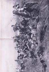 The Black Watch at the Battle of Quatre Bras, 1815. június 16., illusztráció a brit csaták szárazföldön és tengeren című filmből, 1915