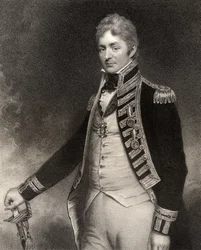 Sir Thomas Troubridge, 1. báró, metszette W. Holl, a „National Portrait Gallery, IV. kötet“ című kiadványból, megjelent 1835 körül