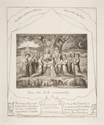 Jób és családja, az Illusztrációk Jób könyvéből, 1825-26.