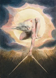 A Napok Őse - Urizen az anyagi világot méri - Urizen az anyagi világot. Illusztráció az „Európa” című könyv előlapjáról. A próféciához." William Blake (1757-1827) rajza