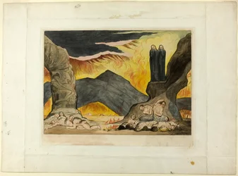 A hamisítók köre: Dante és Virgil eltakarják az orrukat a bűz miatt. Inferno, XXIX. ének
