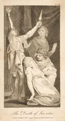 Lucretia halála, Allen új és pártatlan római történelméből, pub. 1797 (metszet)
