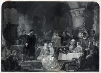 John Knox az első protestáns áldozást szolgáltatja, kocsma. 1849