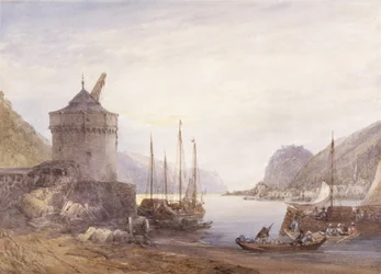 Andernach a Rajnán (akvarell fehér szőtt papíron)