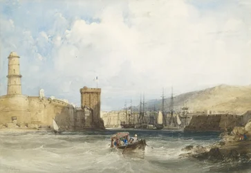 A marseille-i kikötő bejárata, 1838 körül