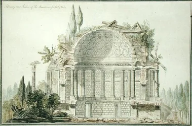 A walesi herceg (1738-1820) romos mauzóleumának terve 1752 (toll, tinta és akvarell, papír)