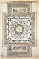 A Woburn Abbey könyvtári mennyezetének tervezése,