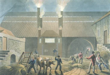 A Boiling House külseje, "Tíz kilátás Antigua szigetén" című filmből, 1823