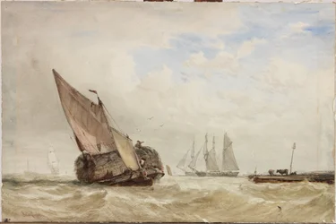 A szénahajó (akvarell, testfesték és karcolás a kártyán)