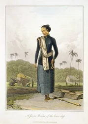 Egy alsóbb osztálybeli jávai nő, Thomas Stamford Raffles (1781-1826) The History of Java című művének I. kötetéből, 3. tábla, 1817-ben kiadva