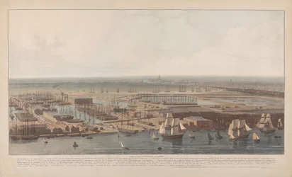 A rotherhithe-i kereskedelmi dokkok látképe