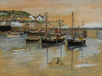 Mousehole Harbour (wc és gouache papíron)