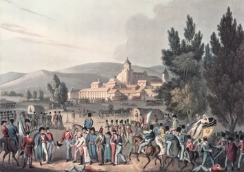 Vittoriai csata, 1813, Bringing in the Prisoners, metszett I. Clarke, akvatinta: M. DuBourg (akvatinta)