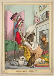 Miss-Ann-Thropy, kiadó: Thomas McLean, London (színes rézkarc)