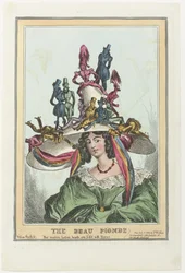 Vrouw met grote hoed waarop mannelijke figuren zitten The Beau Monde (title on object)   1340756   hu       hungarian Successfully Translated  Original: Five Grotesque Heads Translat: Five Grotesque Heads 1307046 hu hungarian Successfully Translated Origin