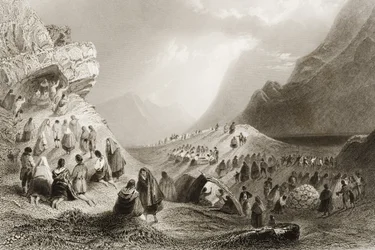 Látogatás Holywellbe, Connemara, Galway megye, Írország, George Virtue „Scenery and Antiquities of Ireland” című művéből, 1860-as évek