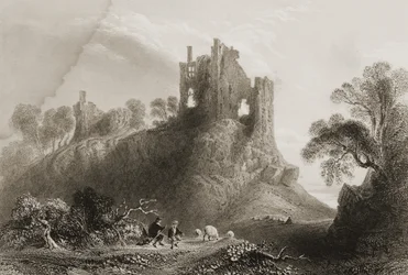 Carrigogunnell kastély, Limerick közelében, Limerick megye, Írország, George Virtue „Scenery and Antiquities of Ireland” című művéből, 1860-as évek