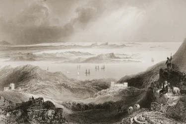 Clifden Castle, Connemara, Galway megye, George Virtue „Írország tájai és régiségei” című művéből, 1860-as évek