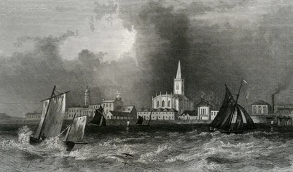 Harwich, a tengerből, Essex, metszett John Rogers, 1832