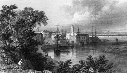 Mistley Quay, Harwich közelében, Essexben, metszett John Rogers, 1832