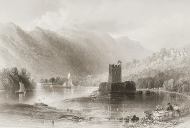 Narrow Water Castle, Down County, Észak-Írország, George Virtue „Scenery and Antiquities of Ireland” című művéből, 1860-as évek