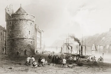 The Quay Waterfordban, Írországban, George Virtue „Scenery and Antiquities of Ireland” című művéből, 1860-as évek