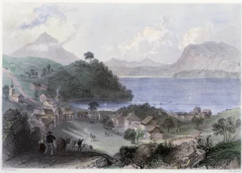 Kilátás Georgeville-ről és taváról – William Henry Bartlett által illusztrált „kanadai tájképben”, szerk. George Virtue