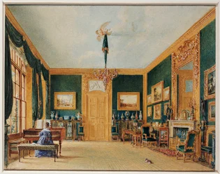 Essex grófjának zöld szalonja Cassioburyben, 1823