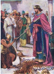 Dávid király Izrael felett, a Thomas Nelson által kiadott Biblia Képeskönyvből, 1950 körül