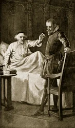 Knox a halálos ágyán, 1572 novembere, illusztráció a "Hutchinson