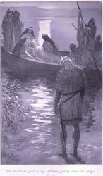 Sir Bedivere óvatosan betette Artúr királyt a bárkába.