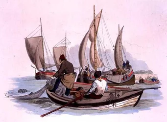 Brit halászok, a "Costume of Great Britain"-ből, William Miller kiadója