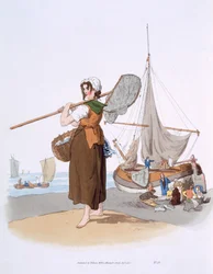 Női garnéla, a "Costume of Great Britain"-ből, William Miller kiadója, 1805