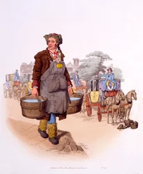 Watercarrier GR 198 (Georgius Rex) jogosítvánnyal, a „The Costumes of Great Britain” c. Ritka és meggyőző nézet a munkásosztályról, 1808
