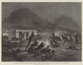 A matabili felkelés, Inseza felmentése a tisztelt Maurice Gifford és Southey felügyelő által, Matabili támadás a Cummin üzletében