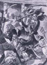 Lucknow második domborműve, illusztráció a "Brit csaták szárazföldön és tengeren" című könyvből