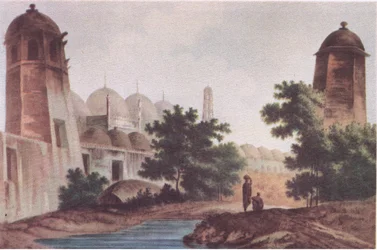 A Mir Jaffier által Murshidabadban épített Kutra-mecset képe (Select Views in India 1786), a Collins által kiadott British Adventure, 1947