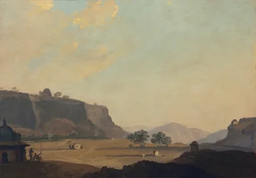Kilátás Fort Gwalior közelében, India, 1783 körül