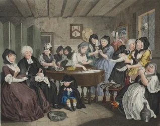 Egy prostituált élete, VI. tábla, illusztráció a „Hogarth Restored: The Whole Works of the Celebrated William Hogarth” című műből, Thomas Cook újrametszése, kiadva 1812-ben